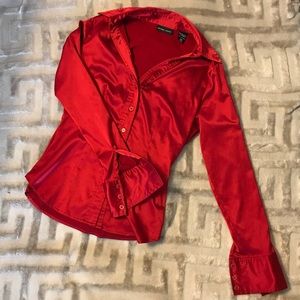 New York & Co Red Button Top